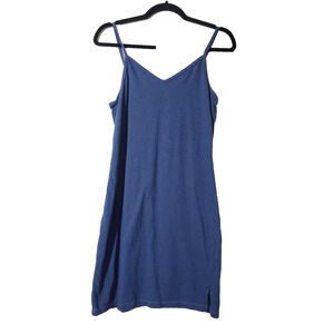 Cottonique Womens 5 Slip Dress 100% ORGANIC COTTON Chemical Free Blue Natural